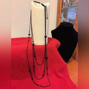 Long Black Beaded Necklace